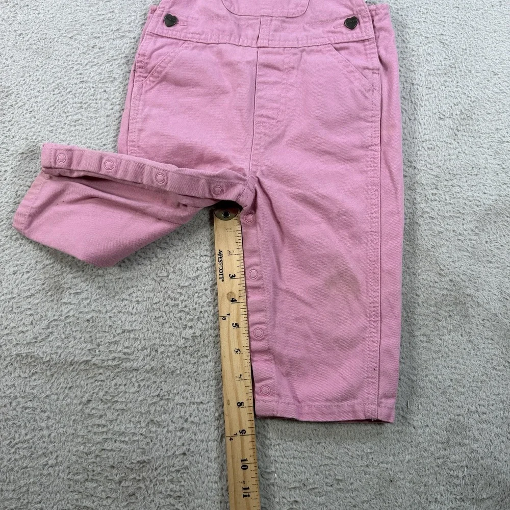 Carhartt Overalls Toddler Girls 12M Pink Heart Buttons Cotton Bibs OX9712